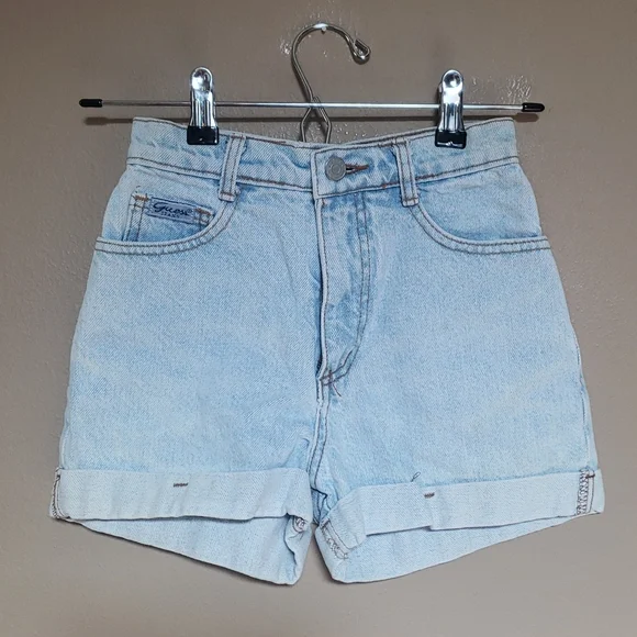 Vintage Girl's Guess Y2K Denim Cuffed Shorts - Picture 4 of 9